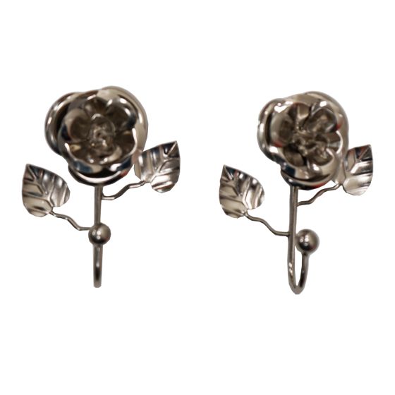 Rose Satin Silver Hook Pair