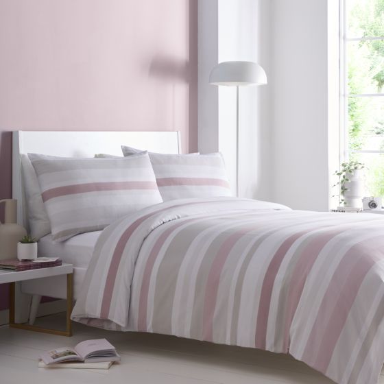 Simply Stripes Pink Cotton Mix Duvet Cover Set