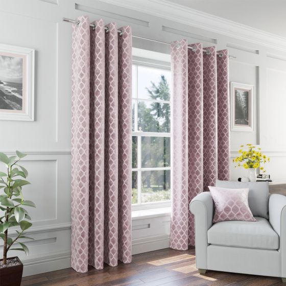 Taj Blush Ready Made Eyelet Curtains