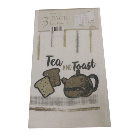 Velour Tea & Toast Tea Towel 3pk