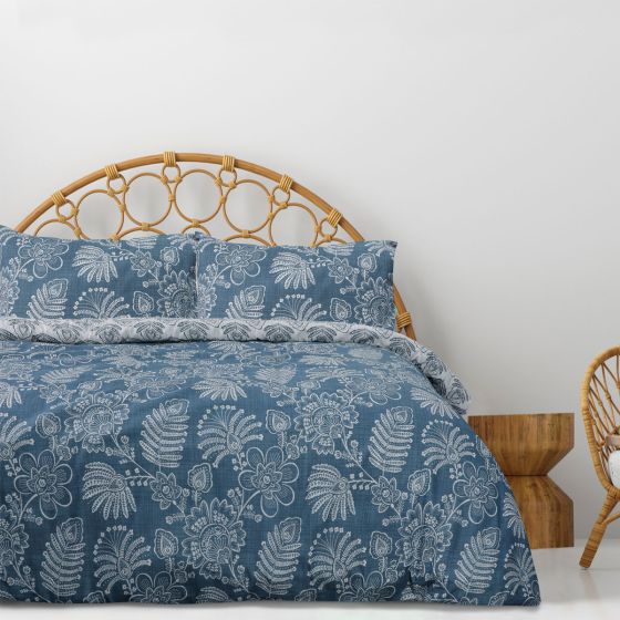 Theo Navy Cotton Rich Duvet Set 