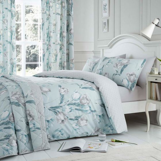 Tulip Duck Egg Cotton Mix Duvet Set