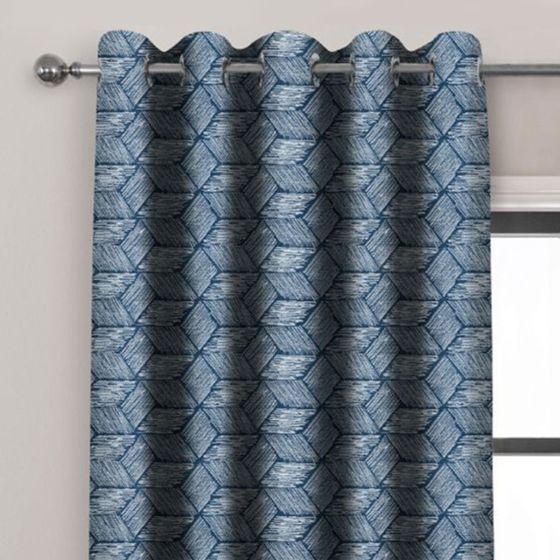 Tyler Blue Ready Made Eyelet Curtains