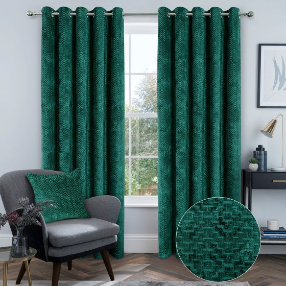 Windsor Green Ready Made Eyelet Curtains