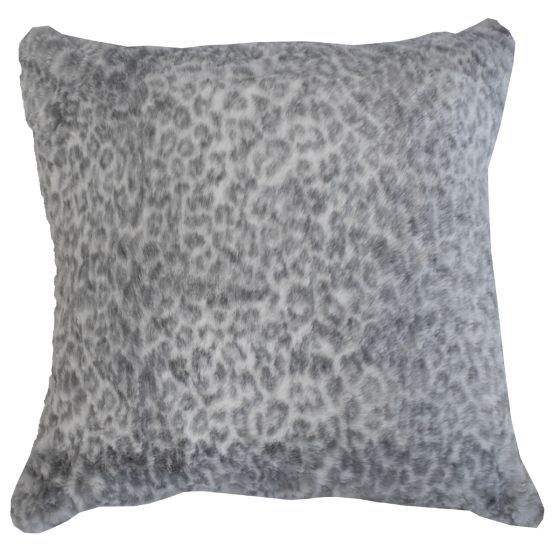 Grey Leopard Faux Fur Cushion Cover