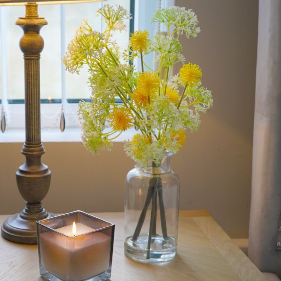 Yellow Pom Poms in Vase