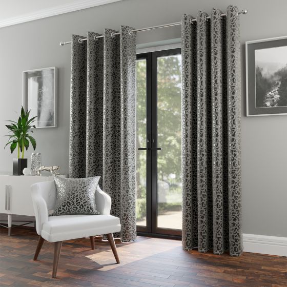 Zambezi Silver Ready Made Eyelet Curtains