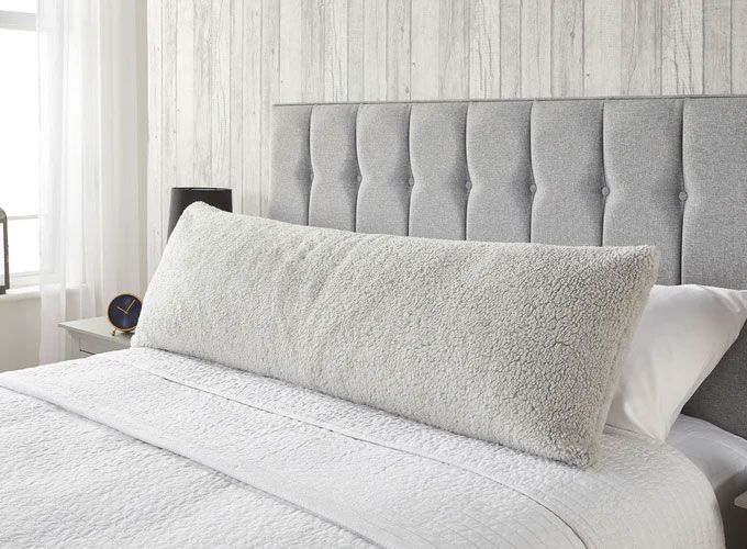 Grey Teddy Fleece Bolster Pillow