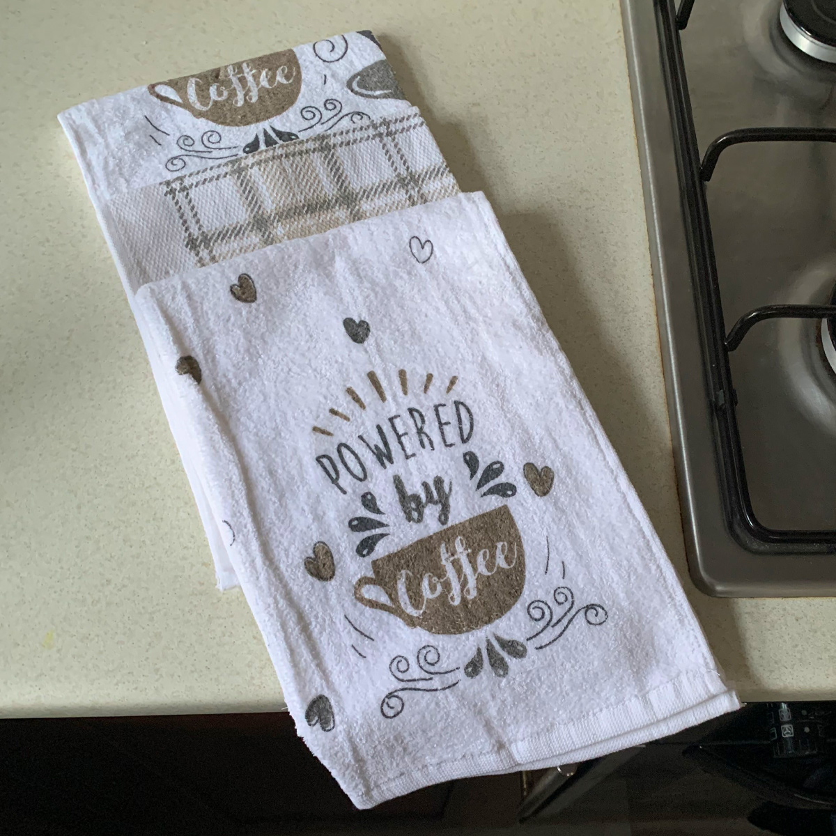 Velour Coffee Tea Towel Set Of 3 3pk